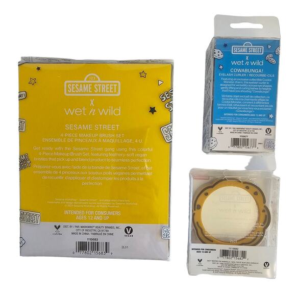 3 WET n WILD Lot SESAME STREET Limited Edition Makeup Brush Mirror Lash Curler - Picture 2 of 8